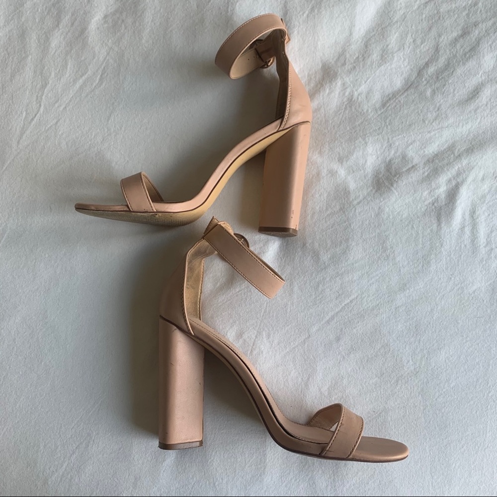 Lulu's Nude Block Heel with Ankle Strap